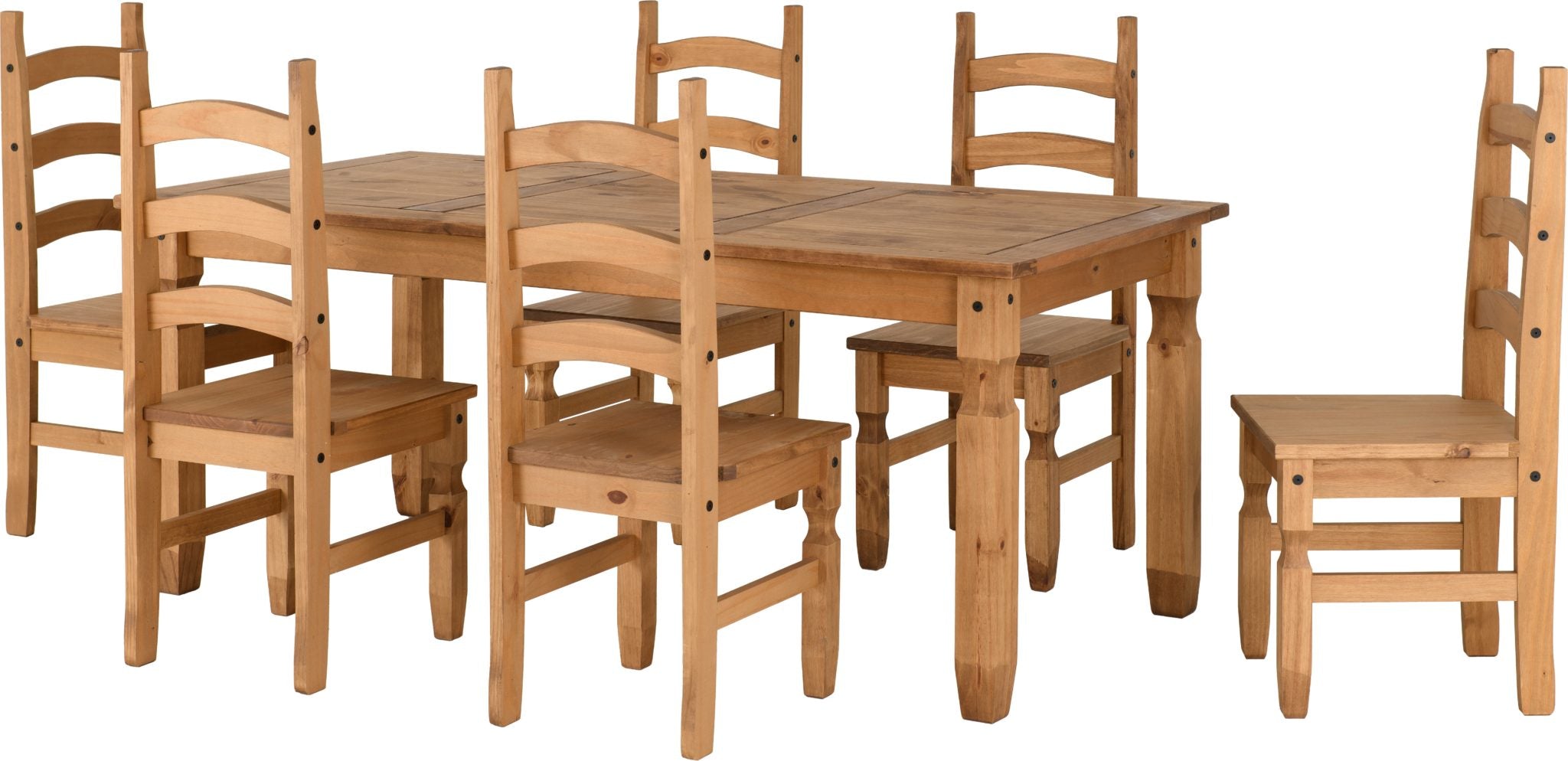 CORONA 6' DINING SET - DISTRESSED WAXED PINE